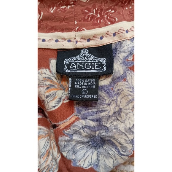 Angie Size Large Boho Floral Kimono Top Open Front Dolman Sleeve Casual Chic - Picture 7 of 7